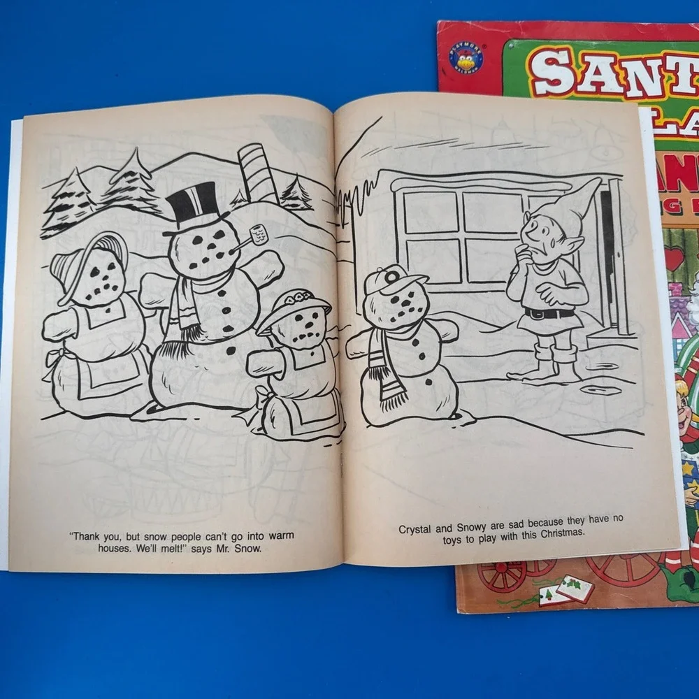 Vtg Lot Of 3 Unused Christmas Illustrated Coloring Activity Books Lot Paperback